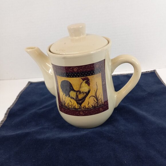 Rooster Ceramic Tea Pot B.I Dishwasher and Microwave Safe 16 oz. with Lid GUC - Picture 2 of 7